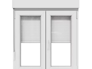 Ventana PVC blanca oscilobatiente con persiana de 100X115 cm